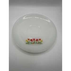 Vintage Anchor Hocking Tulip Fire King Milk Glass Flower Saucer